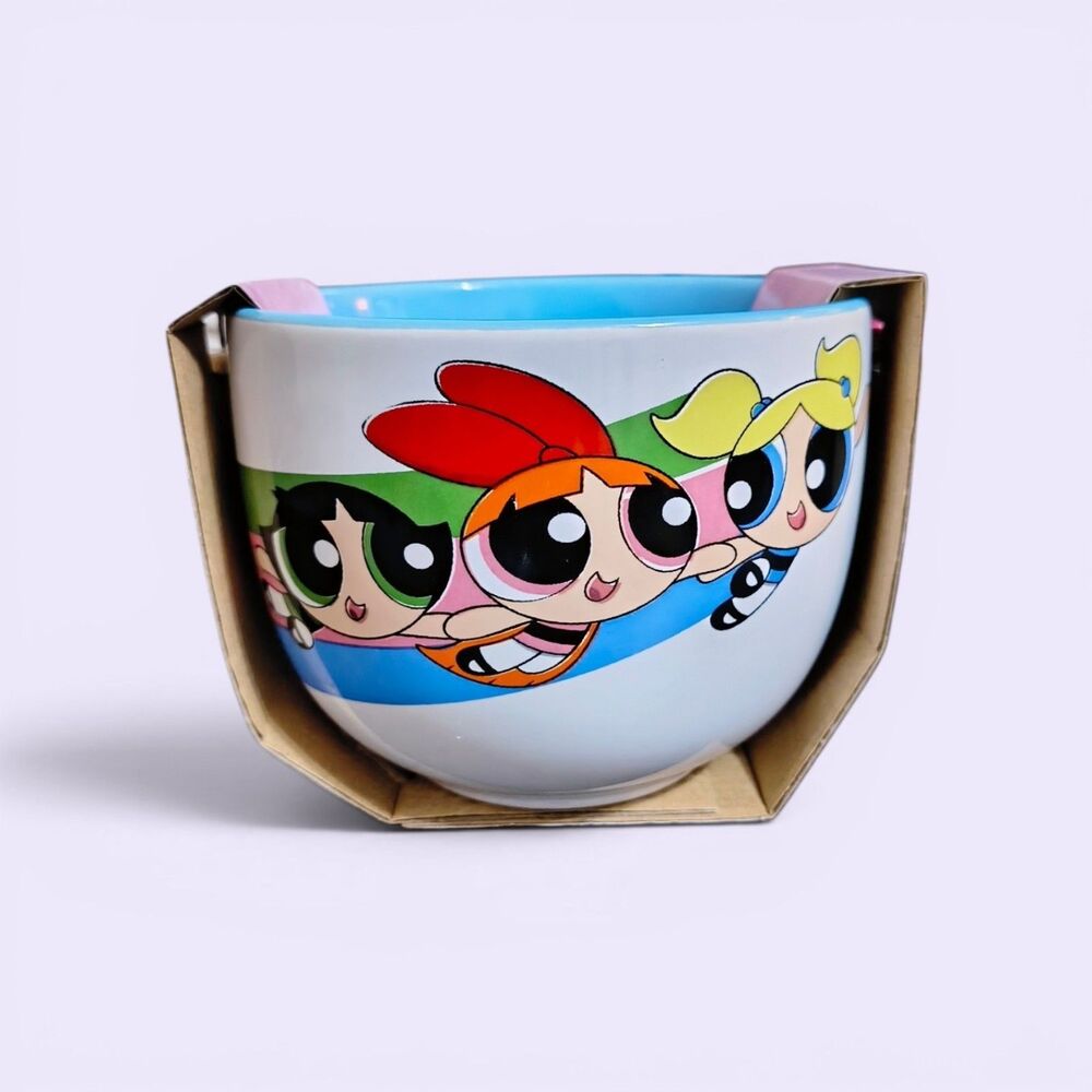 Powerpuff Girls Ceramic Noodle/Ramen Bowl with Chopsticks